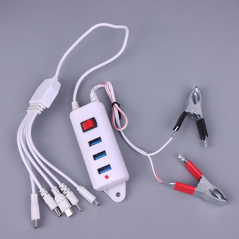 

Universal 3USB Clip Switch Charger Mobile Phone USB Interface Battery Powered Compact Travel Charger for Electronics білий