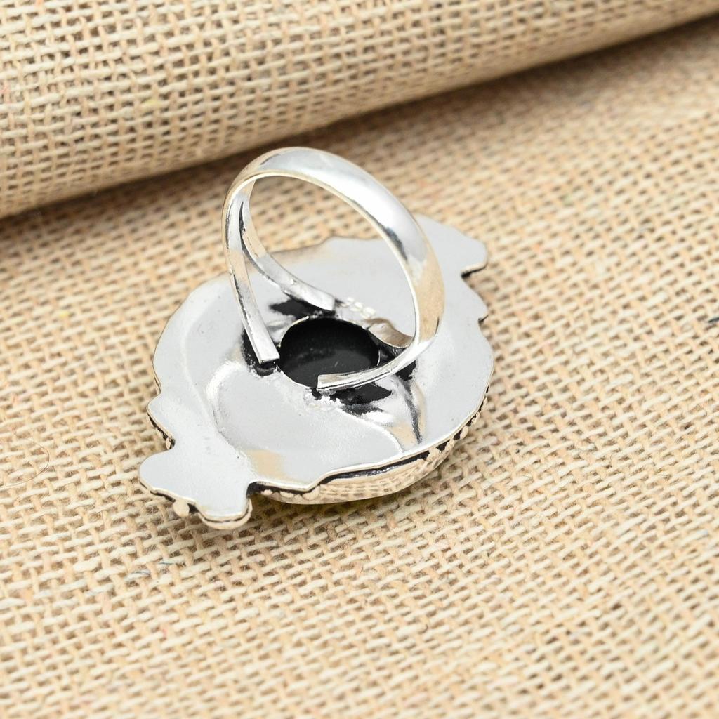 Yellow Triplet Opal Gemstone Solid 925 Silver Jewelry Handmade Charming Engagement Ring