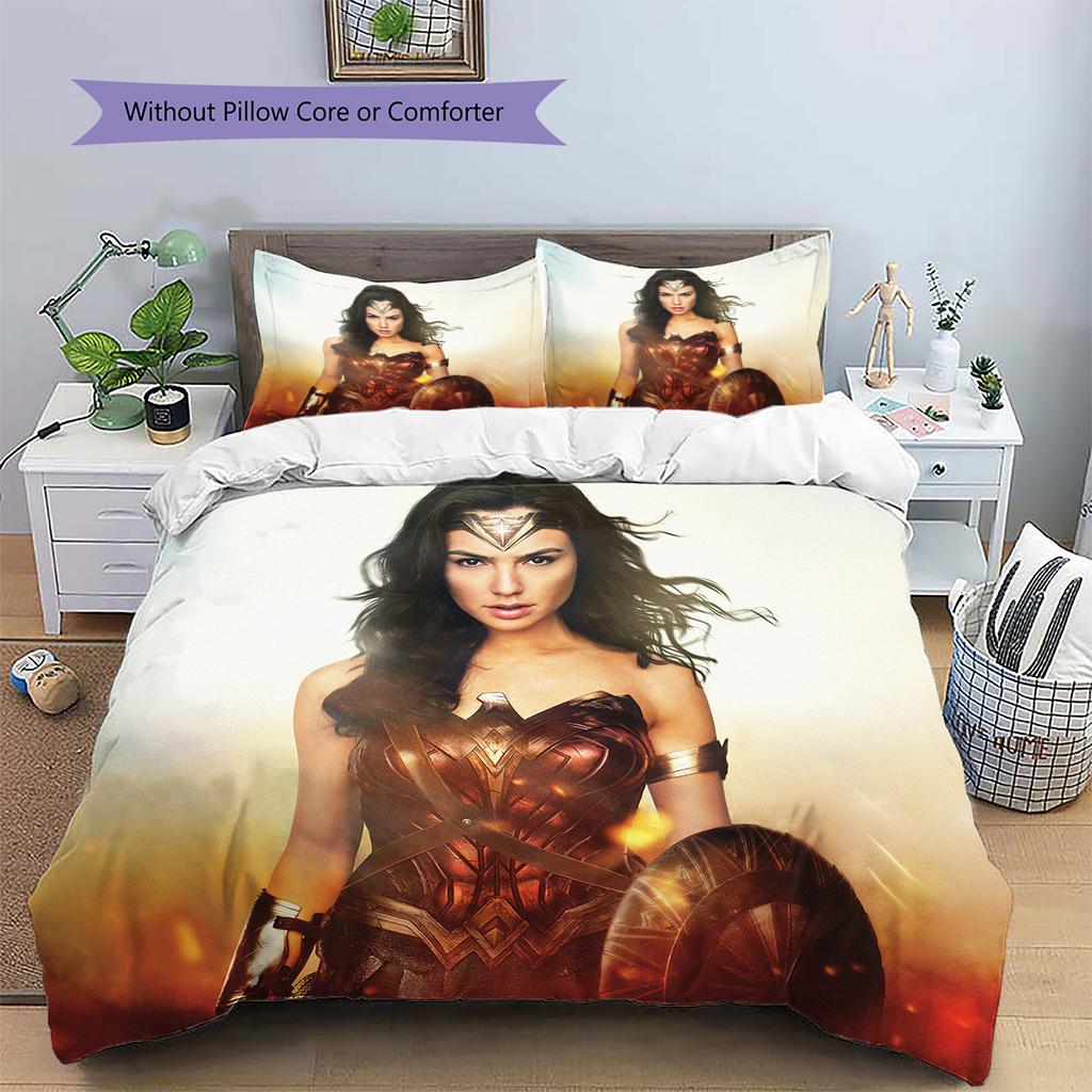 Wonder Woman Hero Bedding Set Duvet Cover Pillowcase No Filler, Soft Home Bedroom Decor, Perfect Gift for Fans.chl