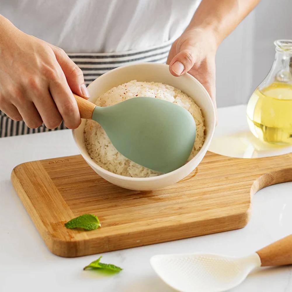 1PC Silicone Cooking Spoon Non-Stick Heat Resistant Kitchen Tool Anti-Scald Rice Pot Spoon Durable Kitchen Gadgets