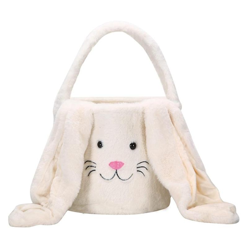 Cute Rabbit Style Velvet Easter Basket Easter Bunny Basket for Kids