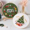 Christmas Pattern CrossStitch Kits Embroidery Starter DIY Kits with Embroidery Clothes Hoop Thread Needle for Beginner