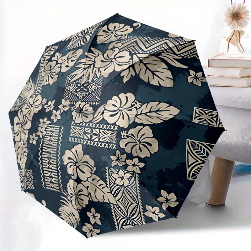 1pc Hibiscus Tropical Automatic Open/Close Umbrella with One Touch Button,, Windproof Design   Lightweight Portable Umbrella for Women & Men6108