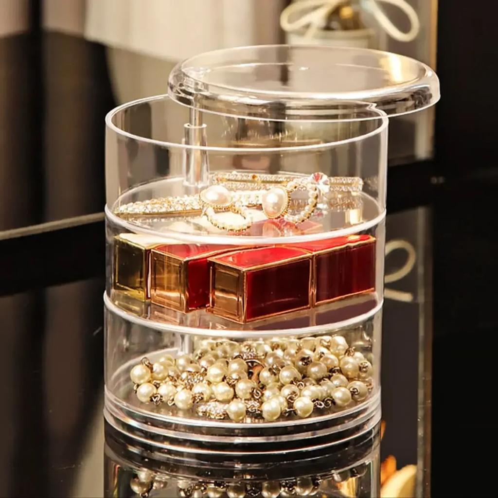 1pc-Multi-Layer Rotary Jewelry Storage Box Round Display Stand DIY Bead Jewelry Classification Transparent Display Case For