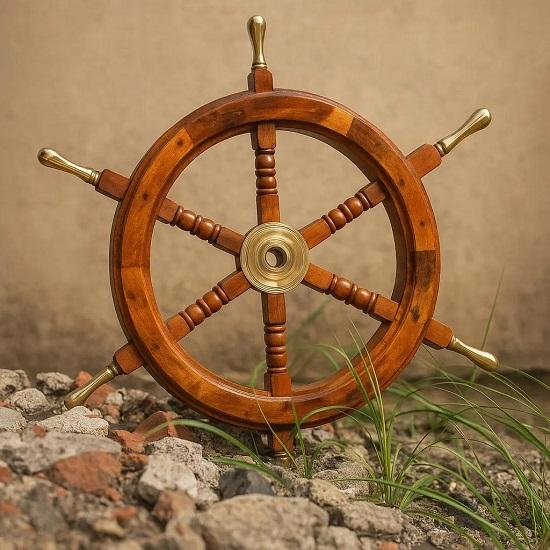 Wooden Ship Wheel Nautical Decor  Maritime Wall Art  Pirate Boat Steering Wheel