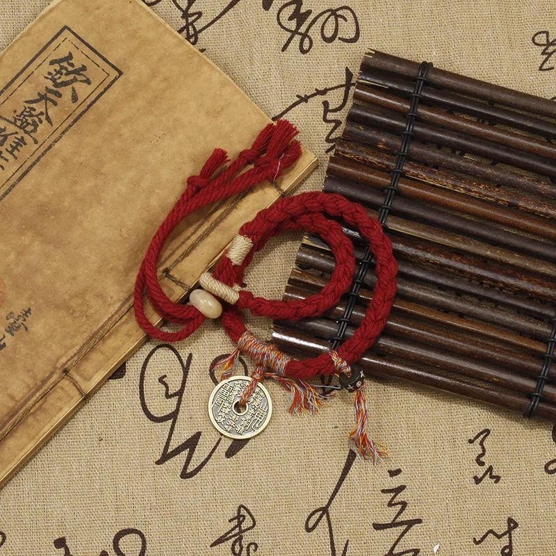 

Браслет из киновари с Тигровой горы, браслет с призрачными деньгами с Киноварной горы, античный красный, плетеный шнурок для ношения, медная монета, закуска в форме восьми триграмм, пряжка мира Upgrade-Mountain Ghost Spend [Women s Red]]