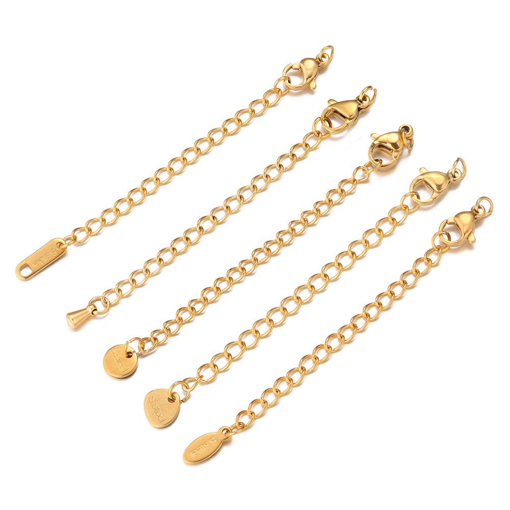 Stainless Steel & Titanium Necklace Extension with Lobster Clasp & Beaded Tail - DIY Accessory Set