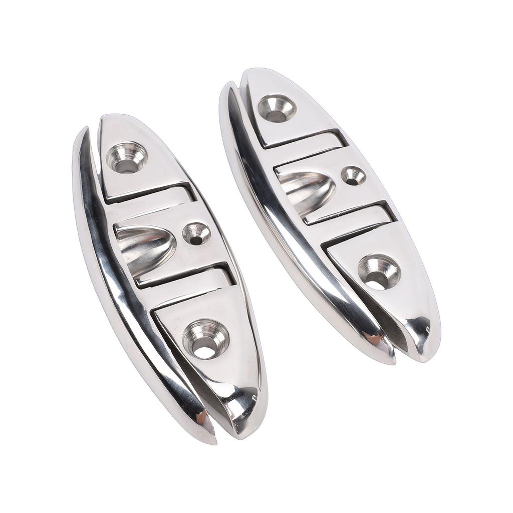 2 Sets Boat Folding Cleat 316 Stainless Steel   Up Dock Cleats with Back Plates and Screws for Kayak Yacht Pontoon