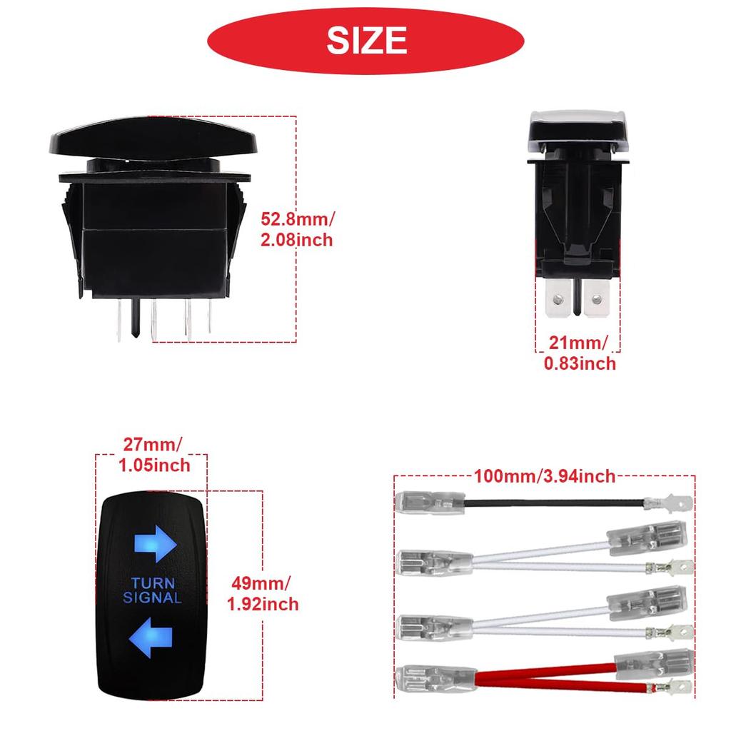 MKBKLLJY 2pcs Turn Signal Rocker Switch 7 Pin On-Off 20A DPDT Toggle Switch