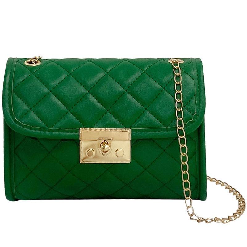 Fashion Rhombus Women's Bag Trend Small Square Bag One Shoulder Crossbody Bag Simple Mobile Phone Bag Chain Lock Small Bag