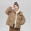 Down Cotton Jacket Women's Short Model New Hooded Down Cotton Bread Jacket Jacket for Winter 2025 Is Thick