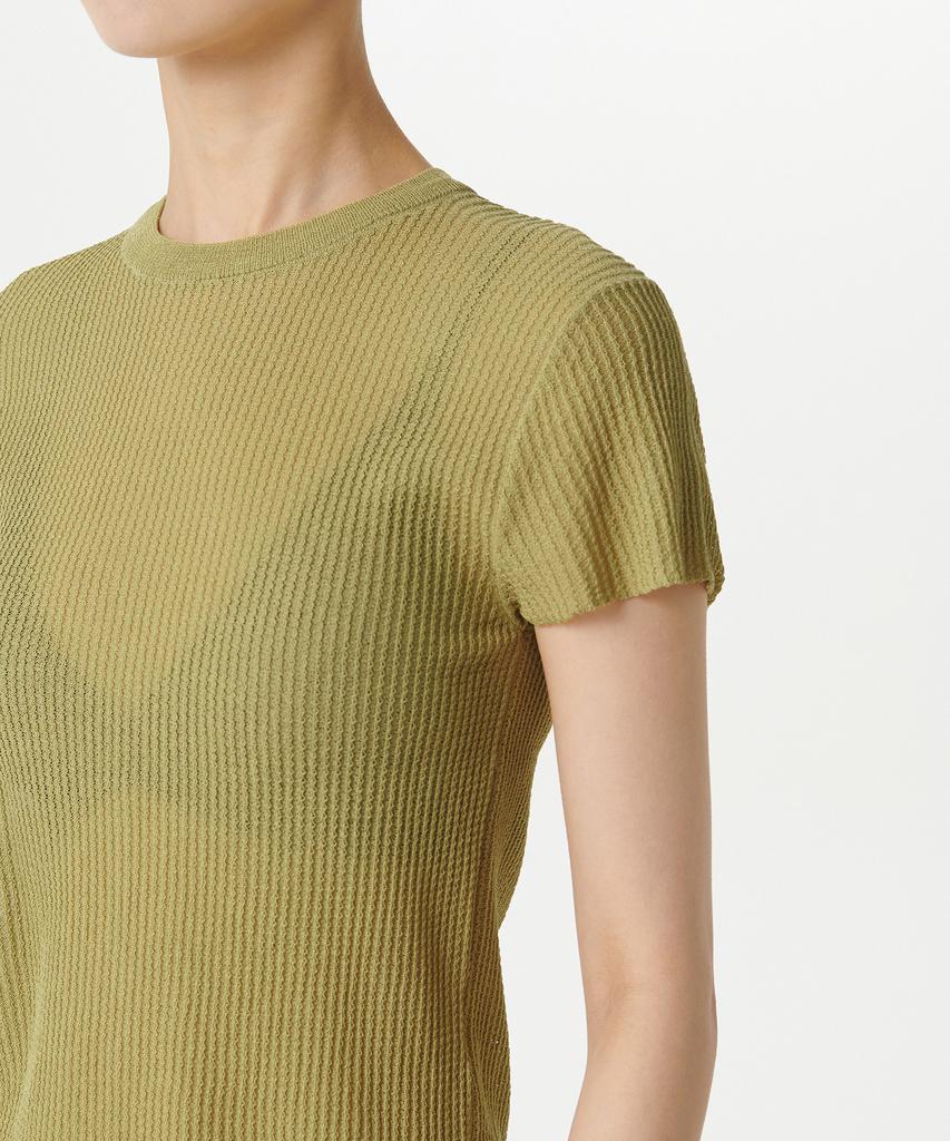 MUSINSA STANDARD WOMAN Women'S Sheer Textured Crew Neck Short Sleeve Knit [Light Moss]