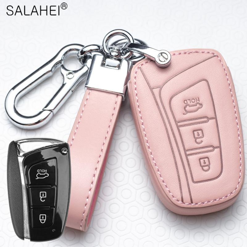 Leather Car Smart Key Cover Case Holder Protection For Hyundai Tucson Mistra Ix25 Ix35 I20 I30 I40 Hb20 Tm