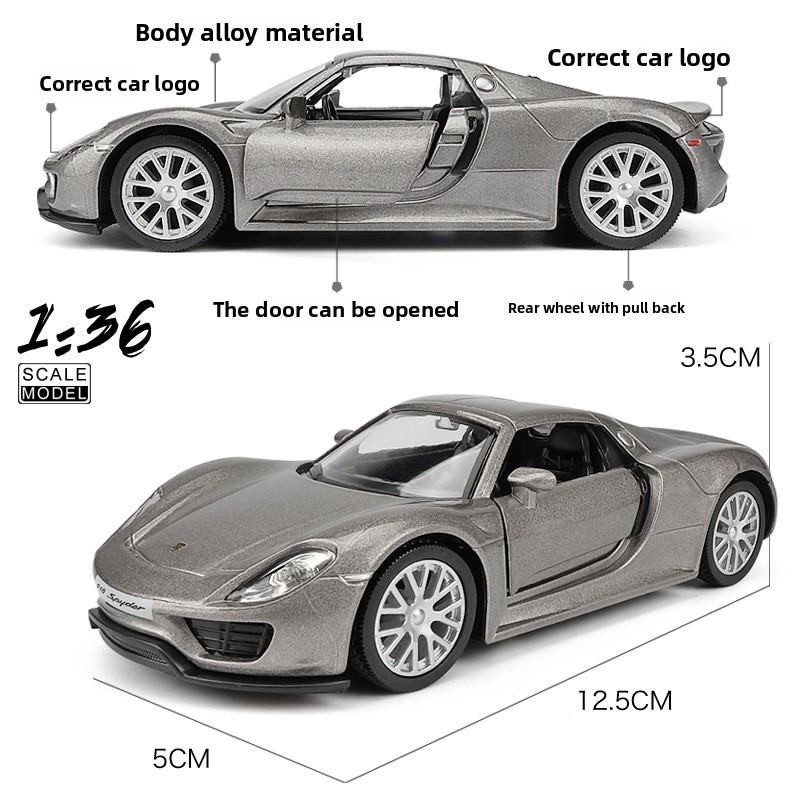 Simulation 1/36 Maßstab Porsche 918 Supersportwagen Legierungsmodell Sammlung Miniaturauto Heimdekoration Spielzeugfahrzeug Kinder Junge Geschenk