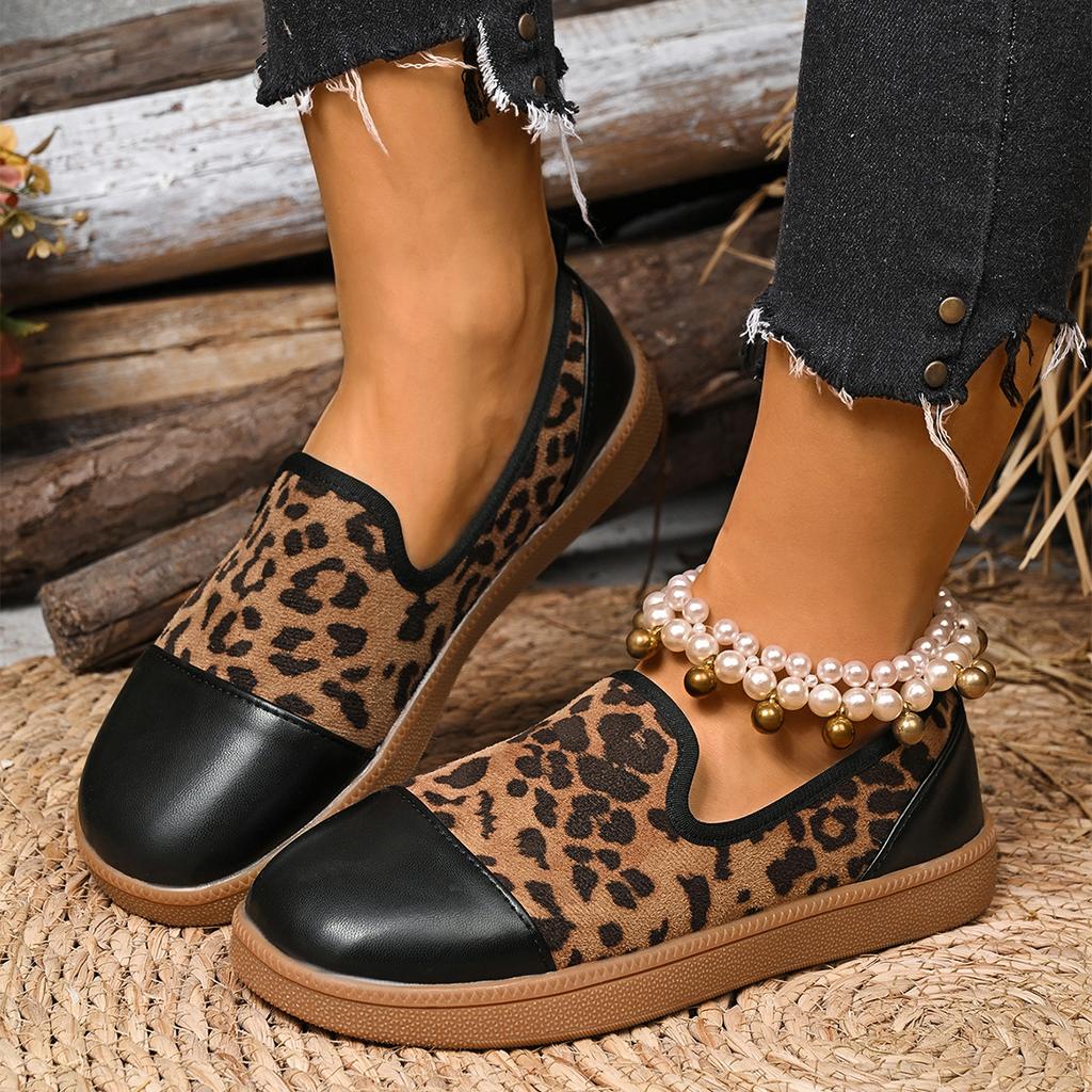 Large size single shoes women's new autumn leopard print European and American casual shoes