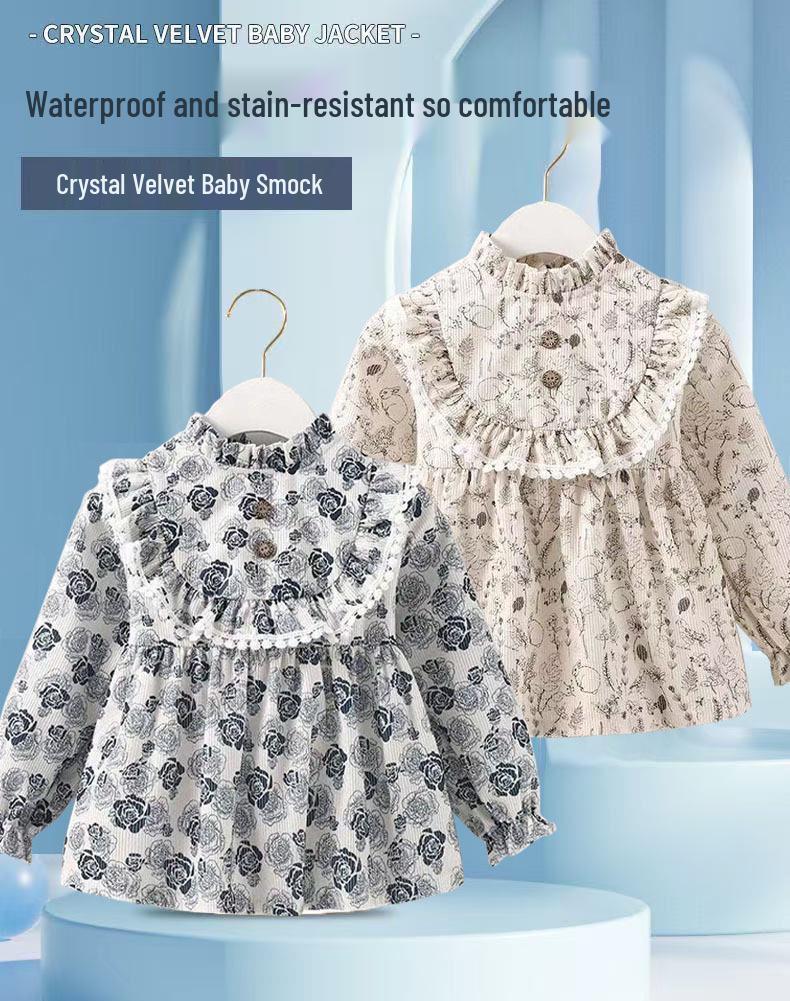 Waterproof Baby Smock: Stain-Resistant, Back-Wearing Princess Dress for Autumn/Winter - Ideal as Eating Clothes or Outerwear.