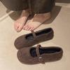 Herbst und Sommer Baumwollschuhe Koreanische Edition Französische Flache Mit Fleece Mary Jane Flauschige Schuhe Weiche Sohle Einzelne Schuhe