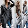 Elegant Women's Irregular Tassel Cardigan Sweater Poncho Shawl With Classic Design