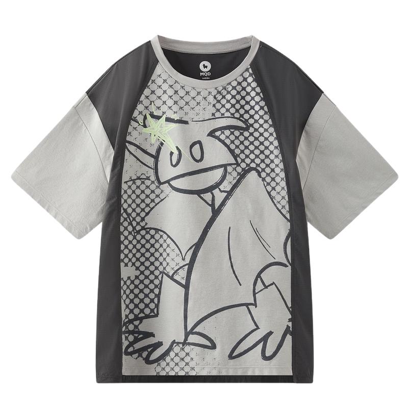 MQD Boys  Lightweight Breathable Spliced Short Sleeve T-Shirt 140