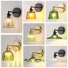 Japanese Retro Floral Glass Wall Lamp Modern Simple Bedside Lamp for Bedroom Study Led Mirror Light Nordic Wall Sconce