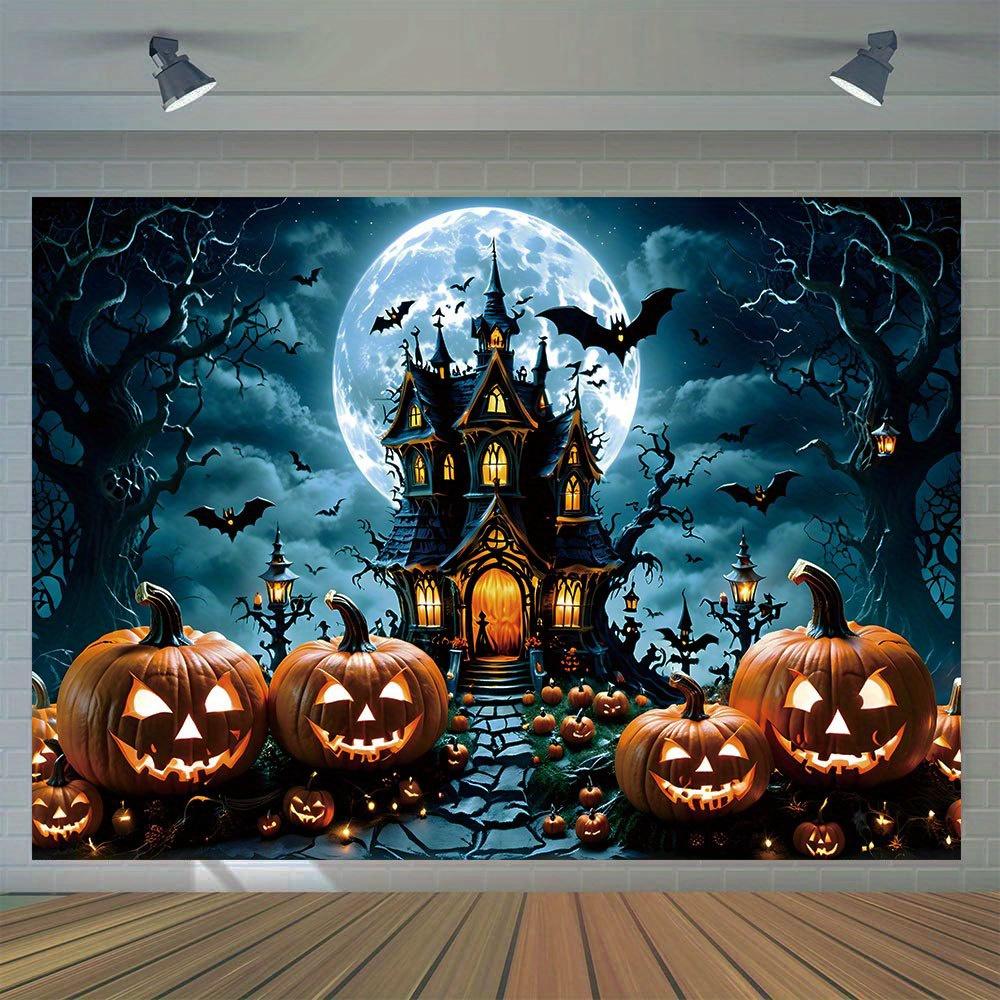 1pcs Decorative Arts Halloween Background Curtains - Ghost Night Burger Pumpkin Lantern Pumpkin Wall Hanging
