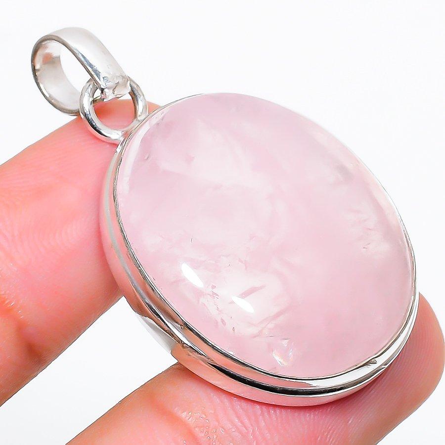 

Ювелирный кулон из стерлингового серебра 925 пробы с розовым кварцем 1,62 дюйма z0V09
