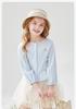 Girls' Air Conditioning Shirt Summer Mid to Large Children's Thin Outdoor Cardigan Coat with Small Flower Embroidered Dot Diamond Button