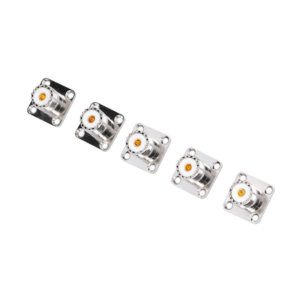 5Pcs Flange Solder Cup 4‑Hole Brass Panel Mount Adapter RF Coaxial Connector SL16‑KFD‑3