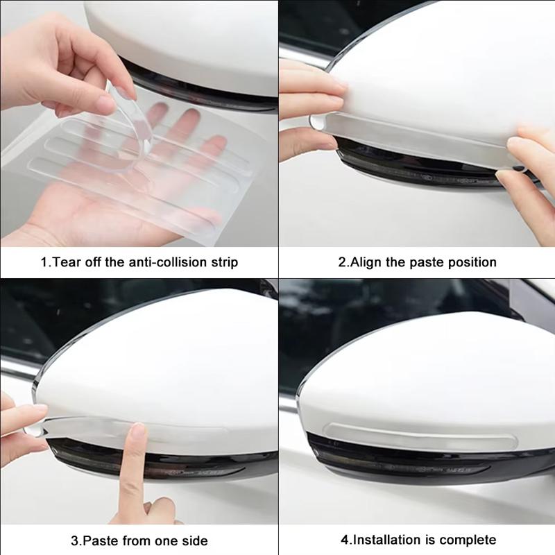 SEAMETAL 4PCS Extended Car Door Bumper Strip Transparent Car Body Protector Anti-scratch & Anti-Collision Rearview Mirror Protective Sticker