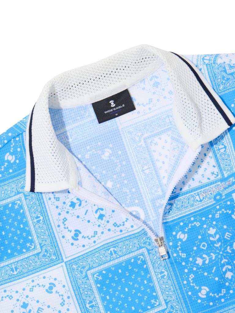 WIDEANGLE Co Airhole Nature Paisley Polo Shirt L_Blue