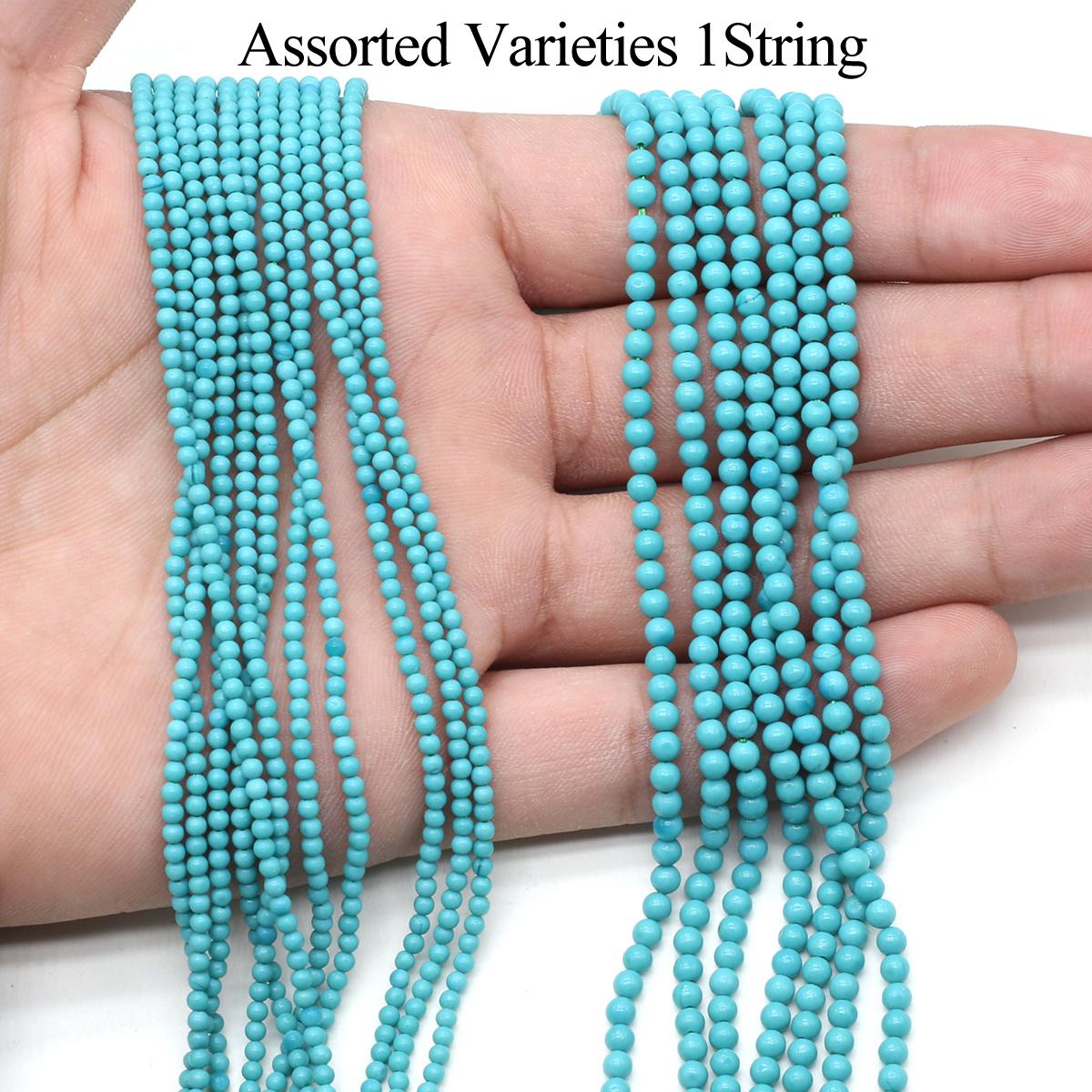 

1 нить маленькие круглые бусины из натурального камня 2 мм 3 мм винтажные имитация бирюзы бусины для изготовления украшений своими руками на Новый год Рождество подарок рукоделие 38 см 1String/2mm синий