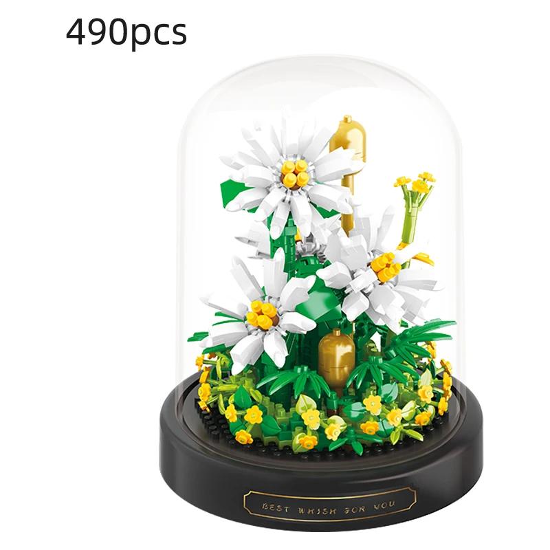 

Мини-город Роза Подсолнух Горшки Букет Строительный Блок Вечный Цветок Украшение Дома DIY Модель Кирпичи Детские Игрушки Подарок На День Рождения