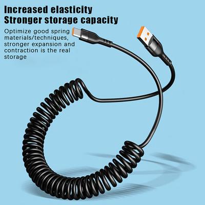 120W USB Typ C Schnellladekabel 6A Feder Teleskop Auto Ladekabel Hochgeschwindigkeits-Ladekabel Datenkabel Telefonzubehör