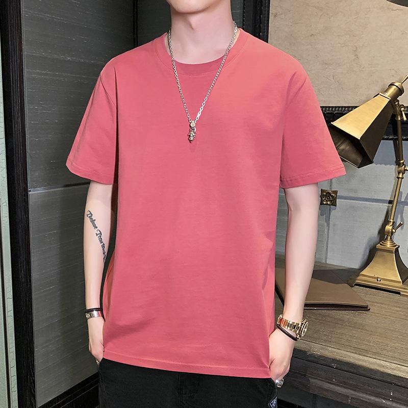 

Мужская футболка больших размеров, однотонная футболка с коротким рукавом, модная мужская одежда, футболка из чистого хлопка высокого качества с коротким рукавом, мужская 50-110 кг XXXXXL арбуз красный