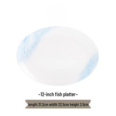 Jingdezhen Ceramic Nordic Style Oval Fish Plate