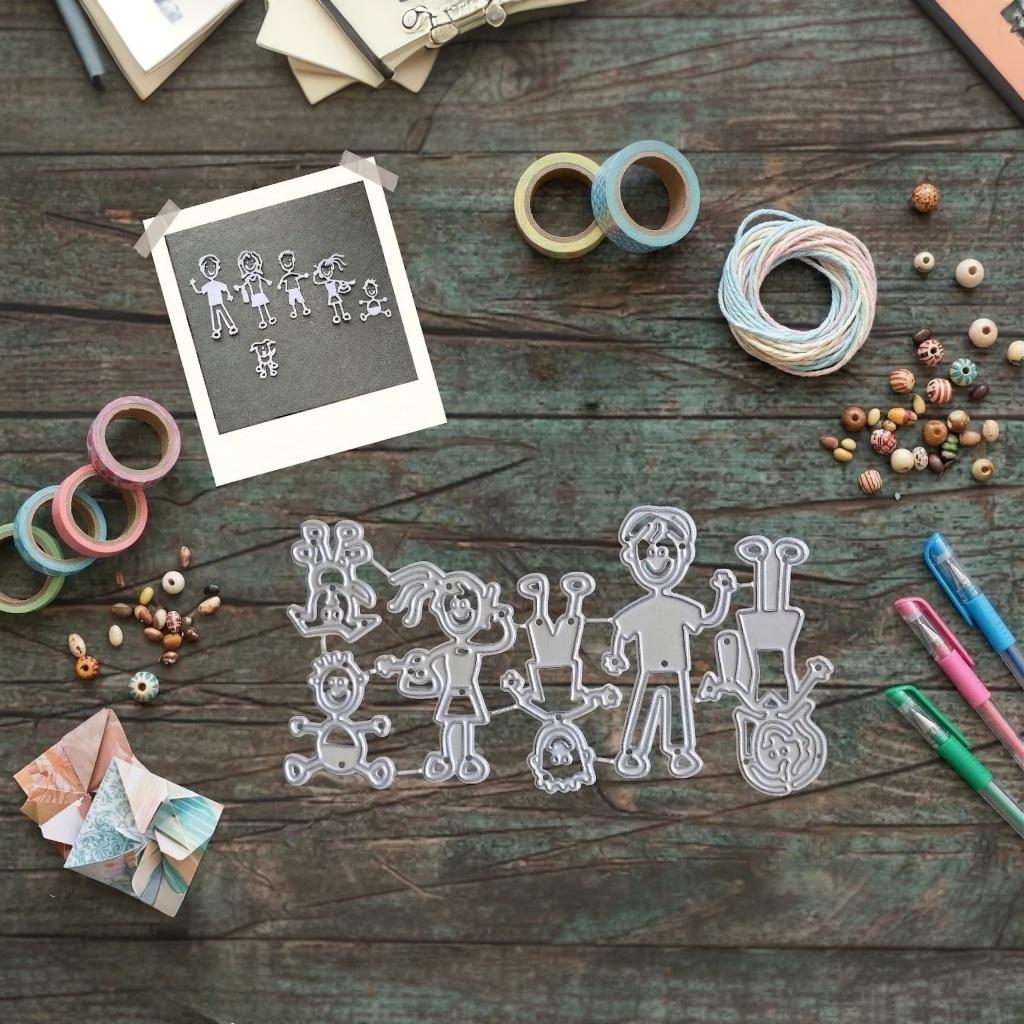 Family with Dog Metal Cutting Dies for Scrapbooking Photo Album Decoration DIY Cards Making Craft Dies Cut dies