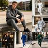 Elastischer Bund Trainingshose Hoodie Hose Zweiteiliges Set für Herren Sport Kapuzenpullover Herren Sport Outfit & Kordelzug Jogginghose Herbst Winter