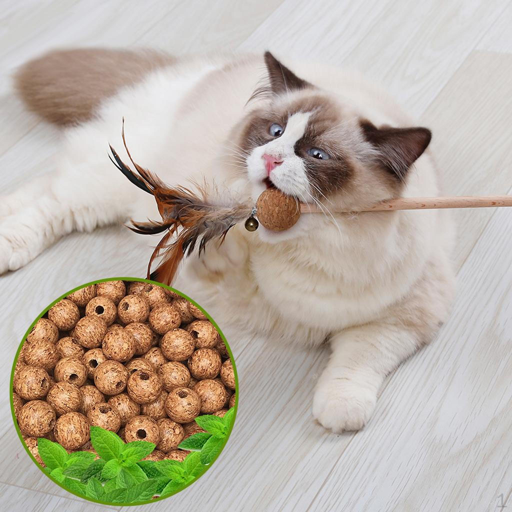Toy w/ Bell & Cork Ball Cat Teaser Toys with Wooden Handle Supplies