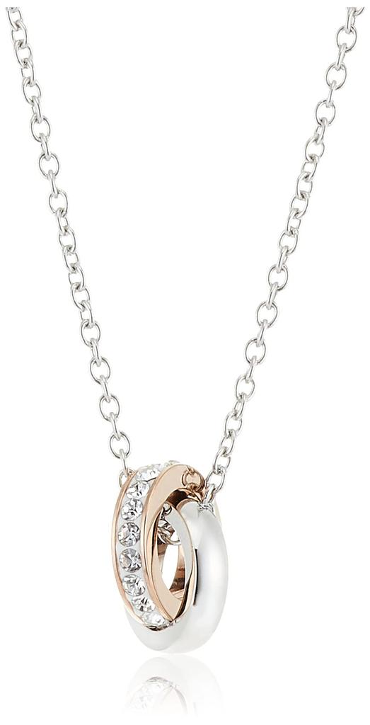 [La Amore Eterno] Partnerhalsketten, Edelstahl, Kristall, Schwarz & Roségold Ringanhänger, mit Kettengliederkette (45cm für Damen, 50cm für Herren) sp2-013