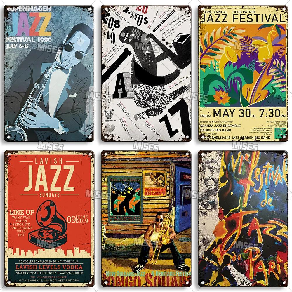 MISES JAZZ Metal Poster Vintage Metal Tin Sign Decorative Plate Metal Sign Music Metal Plaque Home Bar Studio Industrial Decor