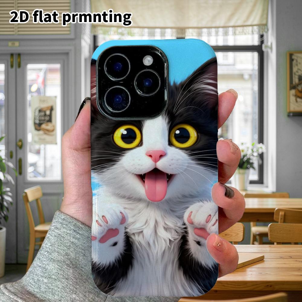 Phone Case: 2D Flat Samsung Galaxy A34 A35 M05 M06 S20 S22 S21 FE Plus 5G Protective Case, Black and White Cow Cat, Perfect Christmas and Halloween Ho