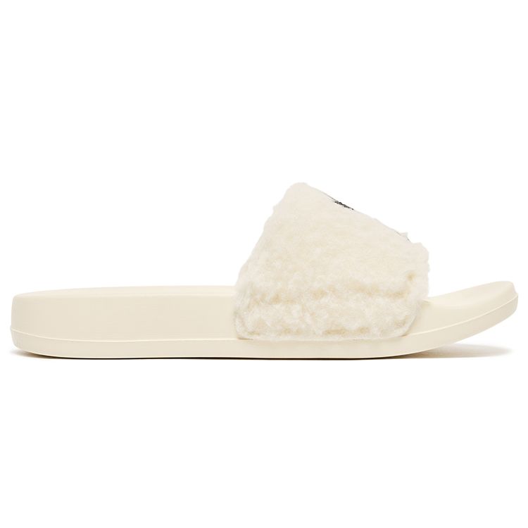 MLB Slipper Mound Fleece Casual Fashion Comfortable Rubber Sole Non-Slip Slide Sandals Unisex Footwear Off-White 3ALPPB116-50CRS