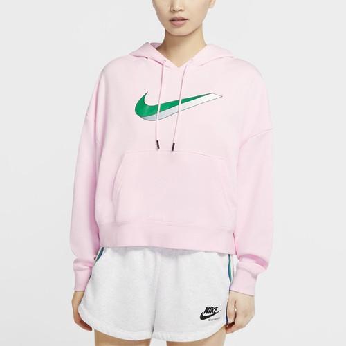 Nike 3D Logo Print Cropped Sports Sweatshirt for Women in Pink