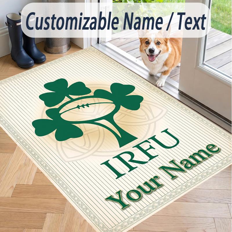Custom Text Printed Rug Ireland Rugby Non Slip Floor Carpet For Home Room Decor