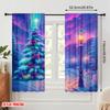 2pcs,2D plane printing Pattern Curtains Enchanted Winter Wonderland Christmas Aurora 100% Polyester (without rod) Holiday Use