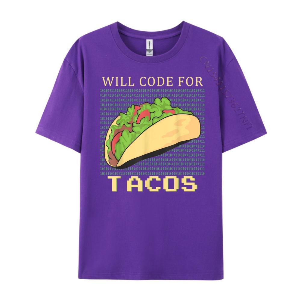 Will Code For Tacos Software Developer Coder Black T Shirt Man Clothes