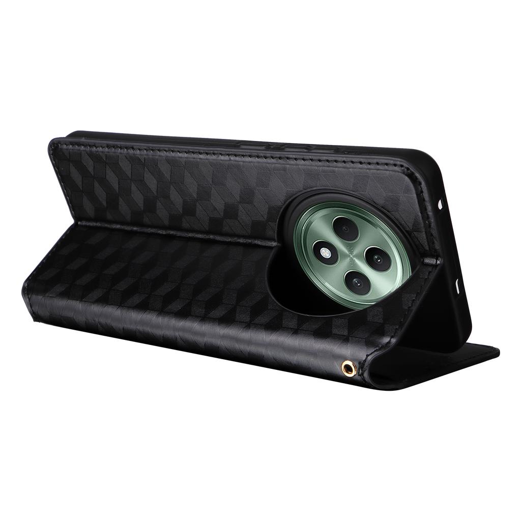 For Oppo Reno12 F 5G/Oppo F27 5G Case Leather Wallet Phone Cover Rhombus Imprinted