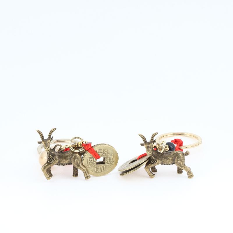 Eco-friendly 2027 Sheep Lucky Keychain Pi Xiu Feng Shui Wealth Key Ring Non-toxic Ornament for Kids Adults