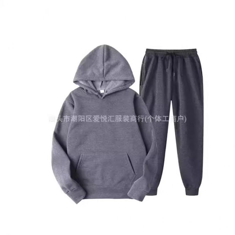 Mens Vintage Washed Hooded Long Sleeve Shirt Jogger Pants Set Casual Loose Fit Streetwear Fall