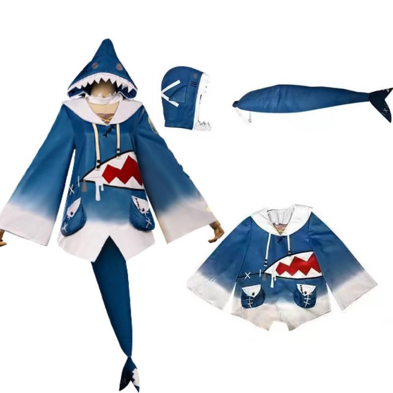 

Gawr Gura Hololive Cosplay Costume Shark Jacket Outfit With Fish Tail Play Role XXL